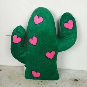 Green & Pink Cactus Decorative Pillow NWT